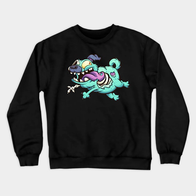 Zombie Pug Crewneck Sweatshirt by memoangeles